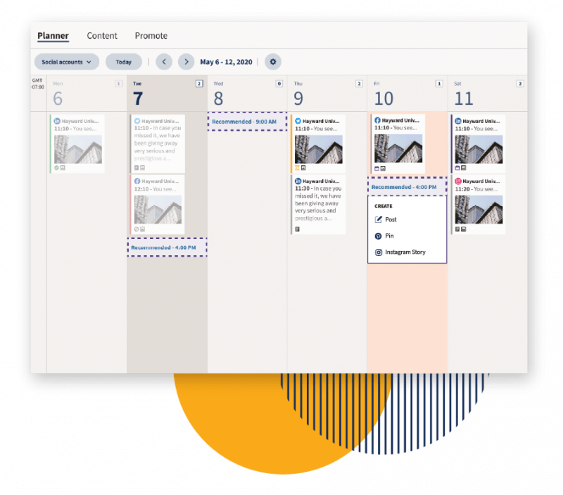 An editorial calendar in Hootsuite