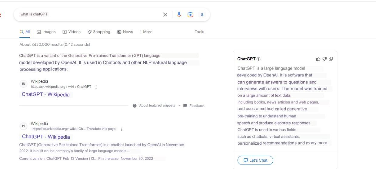 ChatGPT extension to Google search
