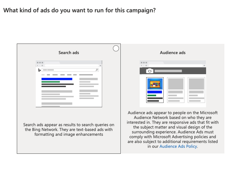 How to create a search campaign in Microsoft Ads 3