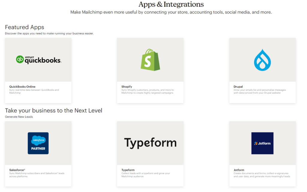 Mailchimp integration options with other tools