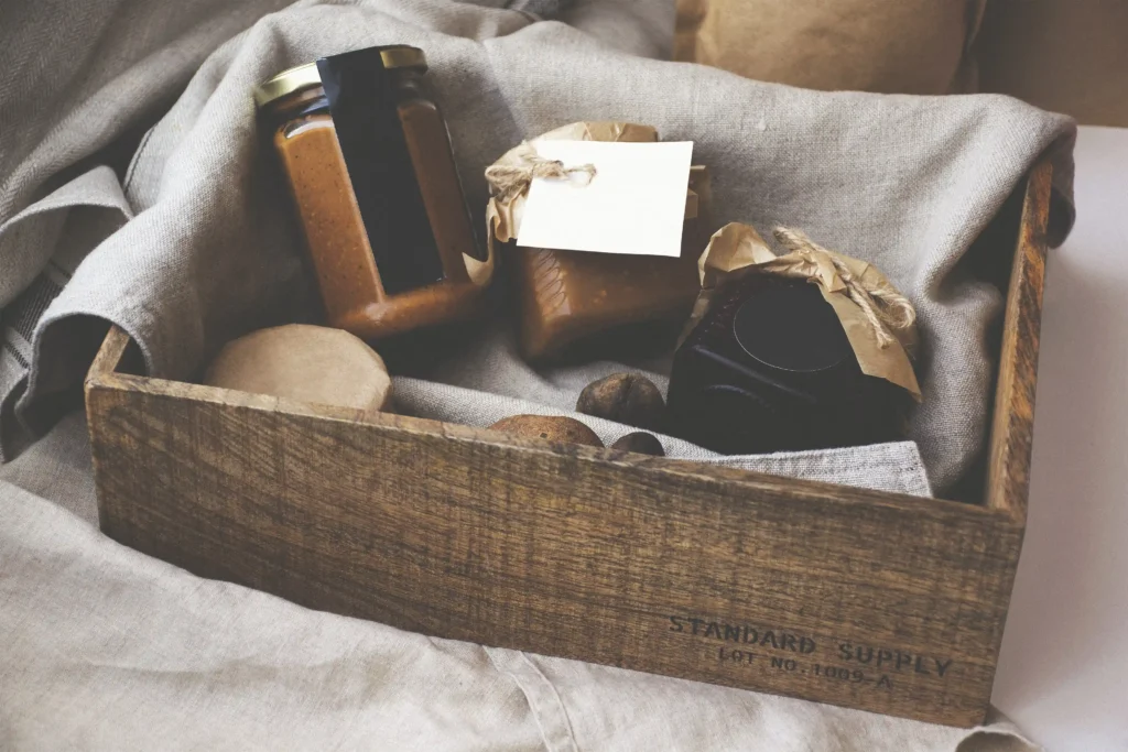 Jams from local producers in a wooden box Photo by Dmitry Mashkin on Unsplash