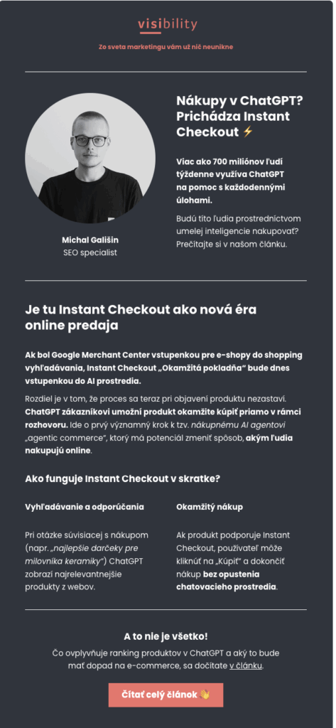 Informational newsletter by Visibility